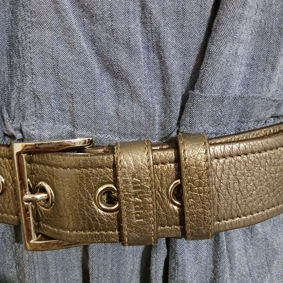 Prada Metallic Bronze Leather Belt 1C 2914   sz 80/32 - Picture 2 of 5